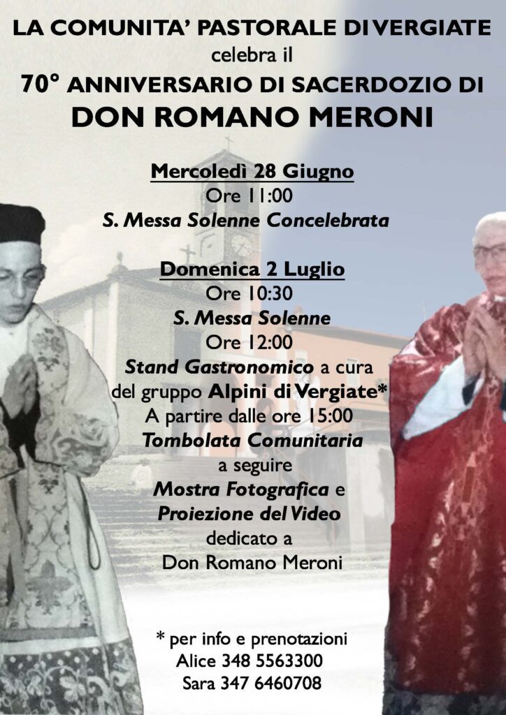 70° anniversario di sacerdozio di don Romano Meroni
